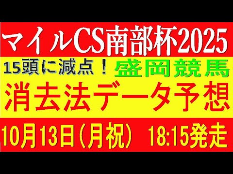 マイルチャンピオンシップ南部杯（盛岡競馬2025）⚠️15頭に減点！消去法データ予想