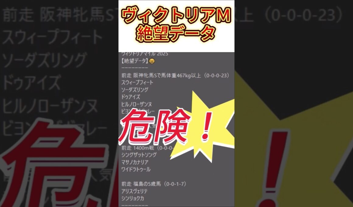 【ヴィクトリアマイル】 2025　これは危険！【絶望データ】 002 #競馬予想 #shorts #ヴィクトリアマイル