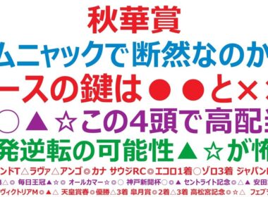 秋華賞2025予想　カムニャックで断然なのか！？このレースの鍵は●●と××です！◎○▲☆この4頭で高配当狙い！一発逆転の可能性を秘める▲☆が怖い！