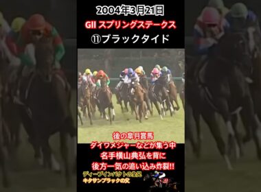 後の皐月賞馬ダイワメジャーなどが集う中、名手横山典弘を背に後方一気の追い込み炸裂でスプリングSを制覇‼︎ #競馬 #ブラックタイド #横山典弘 #ディープインパクト #shorts