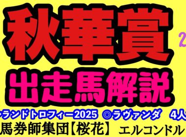エルコンドル氏の秋華賞2025出走馬解説！！いざ牝馬三冠戦最終決戦！そしてここからG1シーズン真っ只中へ！カムニャック2冠なるか！それとも新しい主役が現れるか！