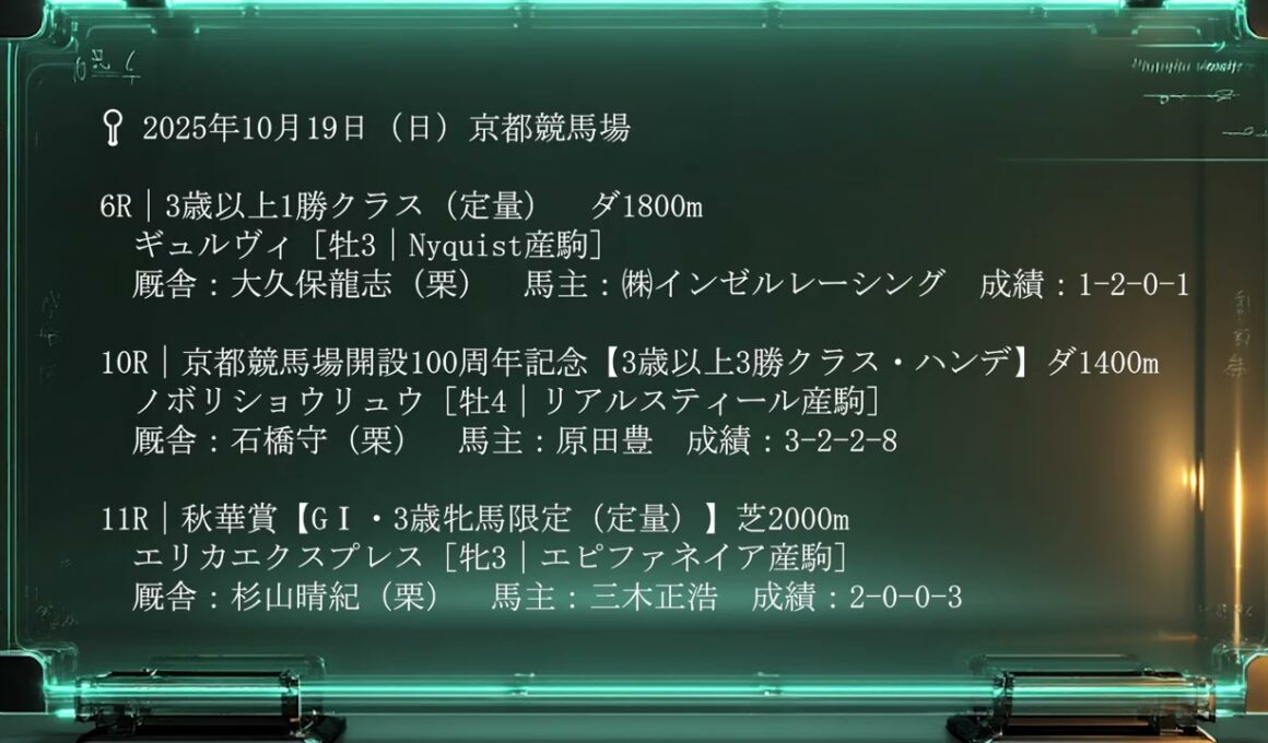 【武豊】週末の騎乗予定馬！京都は秋華賞！エリカエクスプレスに騎乗！東京は期待の好素材マジックサンズ、スマートプリエールが登場！ マイルCS南部杯サンライズジパングの感想