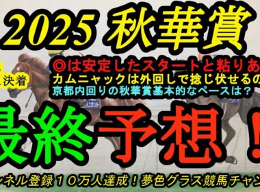 【最終予想】2025秋華賞！◎は安定したスタートとしぶとさで粘りこみ狙う！カムニャックは外回しで捻じ伏せられるのか？雨の影響も馬場にあるかも