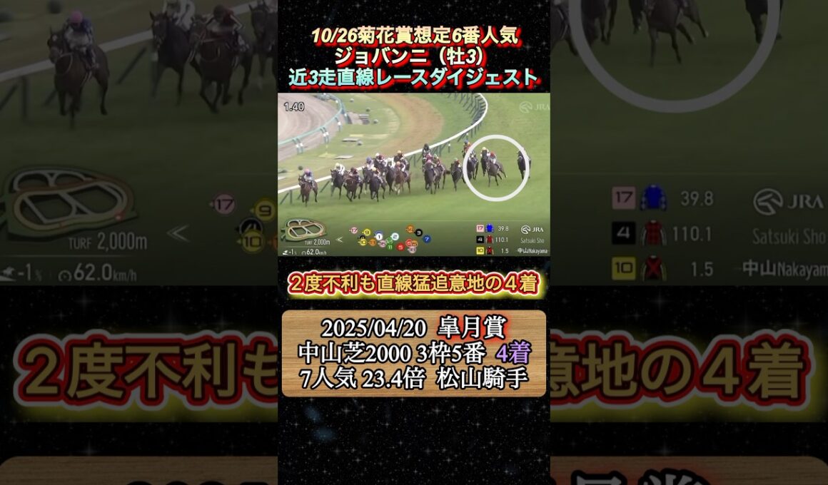 【ジョバンニ】 菊花賞想定6番人気！近3走ダイジェスト　#競馬  #菊花賞  #ジョバンニ  #shorts