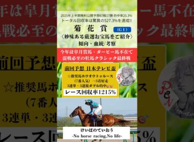 【菊花賞2025】牡馬クラシック最終戦‼︎ 今年は皐月賞馬･ダービー馬不在で混戦必至。最後の一冠を制するのは⁈ #競馬予想 #菊花賞 #g1 #推奨馬 #競馬