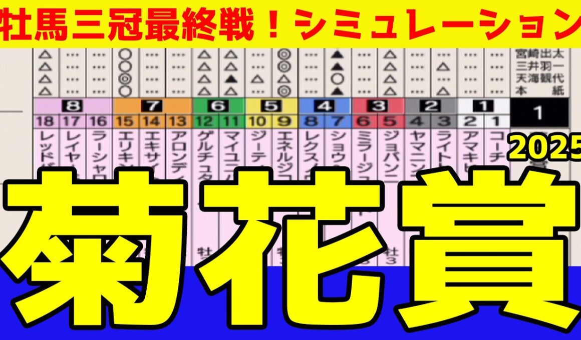 【菊花賞2025】シミュレーション枠順確定版 【ダビつくVer.】牡馬三冠最終戦！春のクラシック馬不在の大混戦！！ウイポとは違った角度から展開されるシミュレーション！！【競馬予想】稍重馬場 重馬場