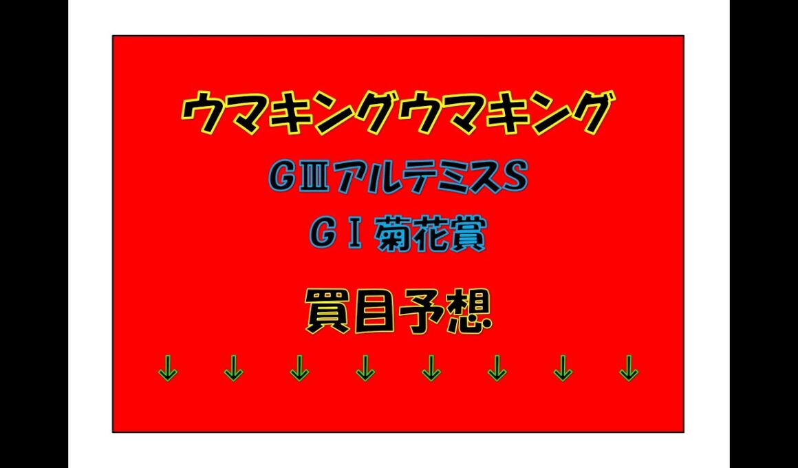 ウマキングウマキング　プロ馬券師競馬予想　修正GⅢアルテミスＳ・GⅠ菊花賞　買い目予想　説明欄に関連動画サイトURL有り　クリックお願いします。