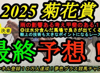 【最終予想】2025菊花賞！雨の影響を受けそうな道悪決戦！◎は雨で水分を含んだ馬場だからこそ！？鞍上の技術も大きなポイント