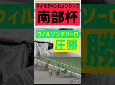 盛岡11R・第38回マイルチャンピオンシップ南部杯（JpnⅠ・ダ1600m）は、川田将雅騎手騎乗の4番人気ウィルソンテソーロ（美浦・高木登厩舎）が圧勝。