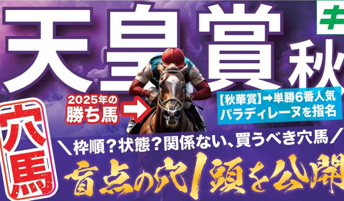 天皇賞秋 2025【穴馬/予想】３年連続の「指名馬激走へ」打倒４強！盲点の「☆穴馬」が夢を掴む！