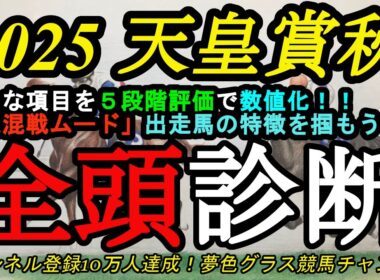 【全頭診断】2025天皇賞秋！点数の差がつかない大激戦！各馬の特徴を知る動画に？