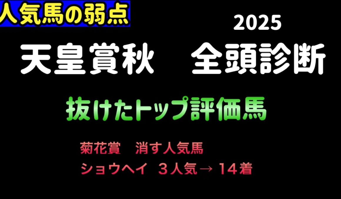 【競馬予想】　天皇賞秋　全頭診断　事前予想　2025