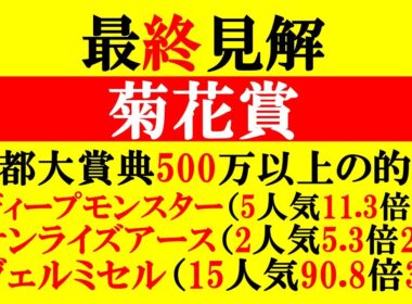 【菊花賞 最終見解 2025】京都大賞典で500万オーバー的中！本命はポテンシャル秘めるアノ馬！！