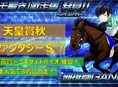＜天皇賞秋＆ファンタジーステークス＞【ヒモ解き】激走馬 発見！2025