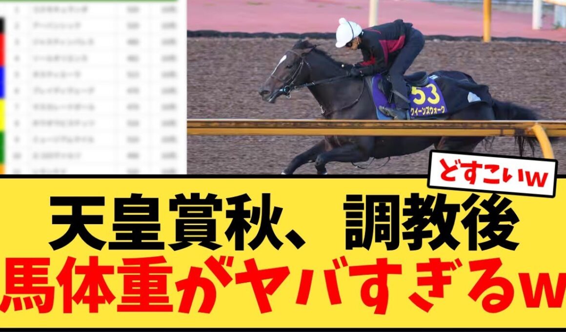 【天皇賞秋】秋天、調教後馬体重がヤバすぎるw【競馬反応集】