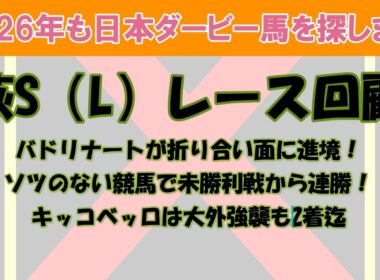 2026年も日本ダービー馬を探します #21　萩S（L）レース回顧。バドリナートがソツのない競馬で未勝利戦から連勝！1番人気キッコベッロは大外強襲も2着迄。
