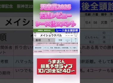 #メイショウタバル　#天皇賞秋2025 前走レビュー、レース後コメント