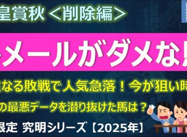 【天皇賞秋2025＜削除編＞】ルメール騎手がむしろダメだった！？人気急落中の今回が狙い目！～逆に8枠だから面白い！枠データの裏側に注目！～