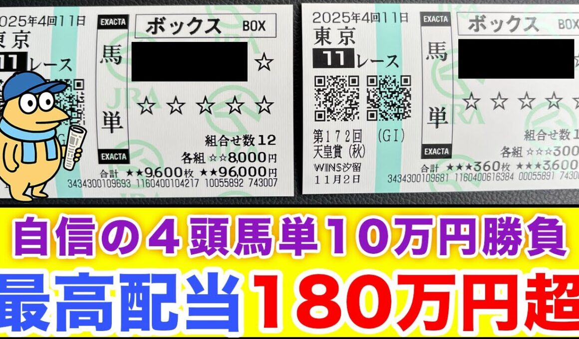 【天皇賞・秋】前日10万円購入！高配当が狙える馬単BOXで勝負！