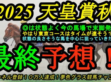 【最終予想】2025天皇賞秋！ハイレベル混戦模様も◎は状態良く今の馬場で末脚発揮可能！？