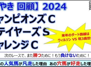 【ぼやき回顧】チャンピオンズカップ＆ステイヤーズステークス＆チャレンジカップ＜2024＞