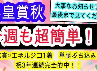 【競馬予想】天皇賞秋2025　菊花賞は自信の◎エネルジコが快勝！　的中したければこの動画をご覧ください！！　マスカレードボールら徹底分析