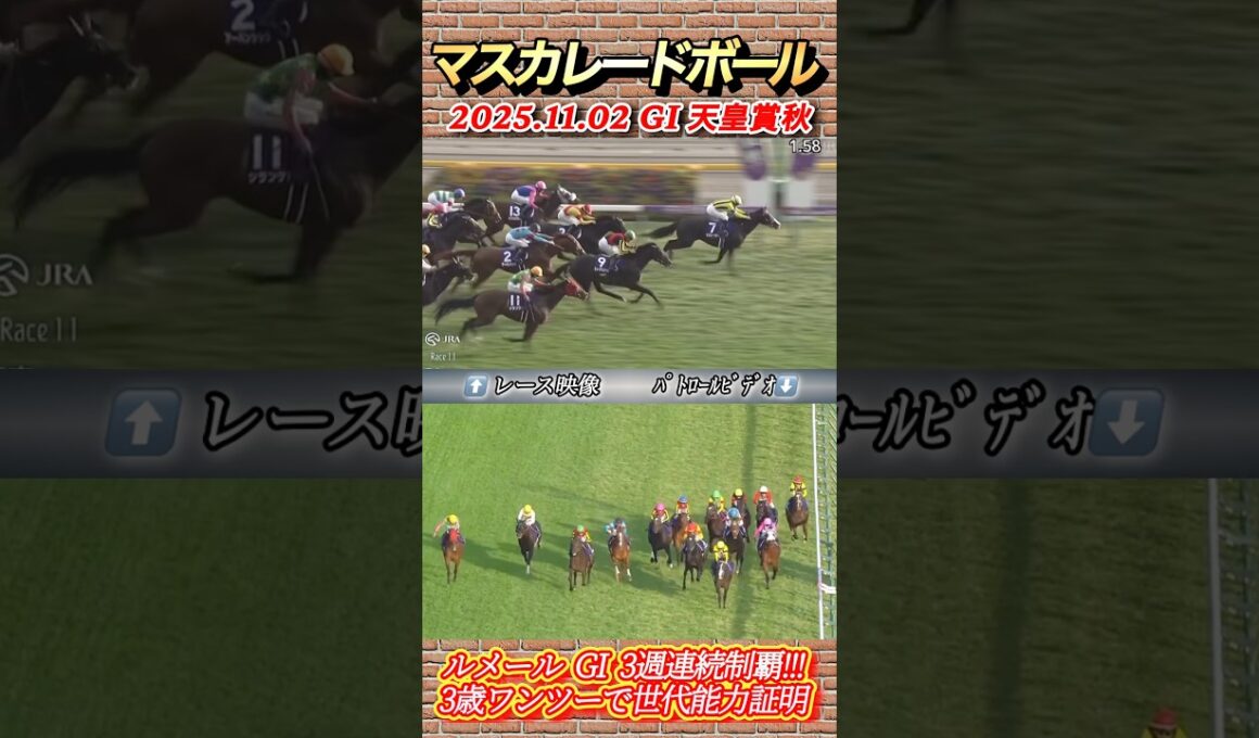 【天皇賞秋】マスカレードボール古馬撃破！3歳ワンツーで世代レベル証明‼︎　#競馬  #天皇賞秋  #マスカレードボール  #ルメール  #shorts