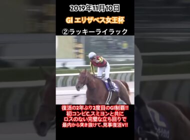 エリザベス女王杯2019 2年ぶり2度目のGⅠ制覇!!初コンビのスミヨンと共に完璧な立ち回りで内から突き抜けて、見事復活V!!#競馬#ラッキーライラック#エリザベス女王杯#オルフェーヴル#shorts