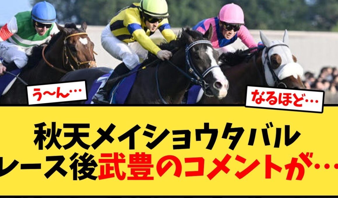 【天皇賞秋】メイショウタバル、レース後武豊のコメントが…【競馬反応集】