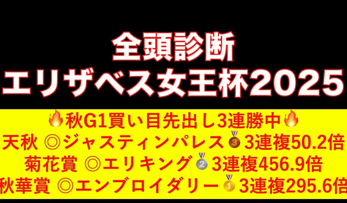 【エリザベス女王杯2025】全頭診断！G1で3連勝中の天才予想家がエリザベス女王杯の登録馬を診断しました！#エリザベス女王杯 #競馬 #中央競馬予想 #g1 #天皇賞秋