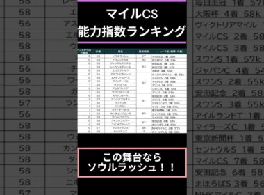 【#マイルチャンピオンシップ2025】出走予定馬能力指数ランキング