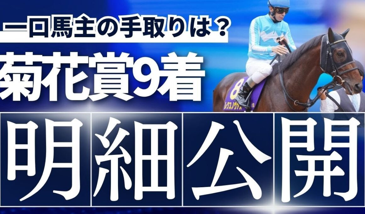 【明細公開】出資馬が菊花賞で9着だった時の一口馬主の手取りは？