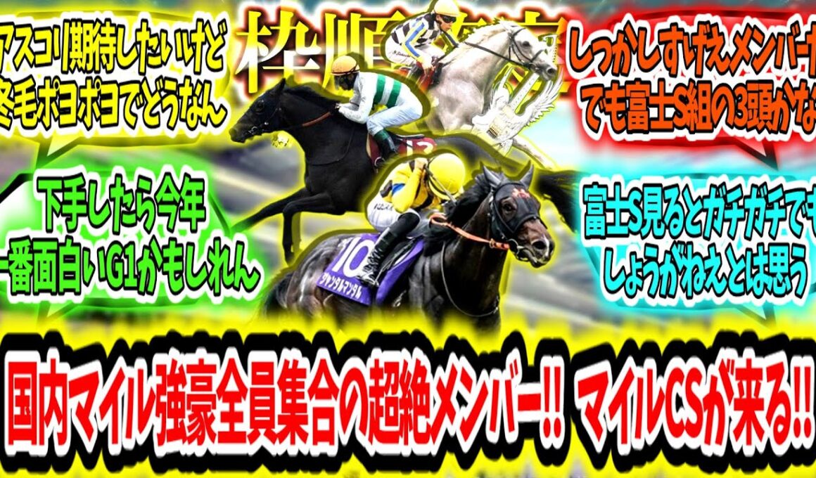『【枠順確定】国内マイル強豪全員集合超絶メンバー‼ マイルCSが来る‼』に対するみんなの反応【競馬の反応集】