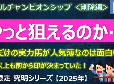 【マイルチャンピオンシップ2025＜削除編＞】超意外！ソウルラッシュが7歳でも安心して狙える理由！～1年以上も前から狙うことが決まっていた穴馬が！～