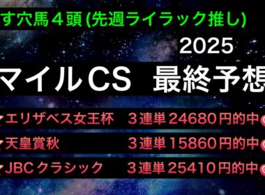 【競馬予想】　マイルチャンピオンシップ　2025  最終予想
