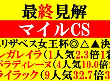 【マイルCS 最終見解2025】エリザベス女王杯◎△▲決着！本命は能力上位のアノ馬！！