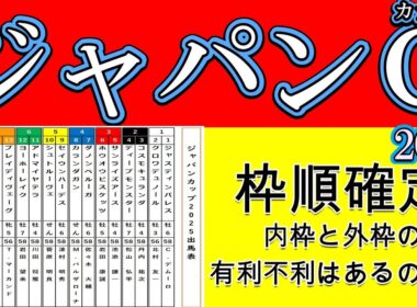 ジャパンカップ2025枠順確定！クロワデュノール1枠2番！ダノンデサイル7枠14番とマスカレードボール7枠15番で明暗を分けた枠順！ジャスティンパレスは1枠1番に入りタスティエーラ8枠18番！