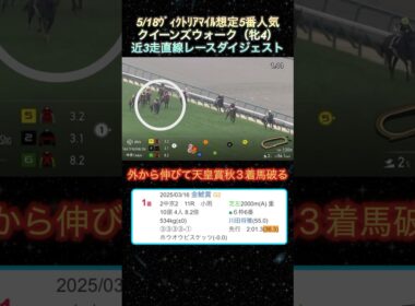 【クイーンズウォーク】 ヴィクトリアマイル想定5番人気！近3走ダイジェスト  #競馬  #ヴィクトリアマイル  #クイーンズウォーク  #shorts
