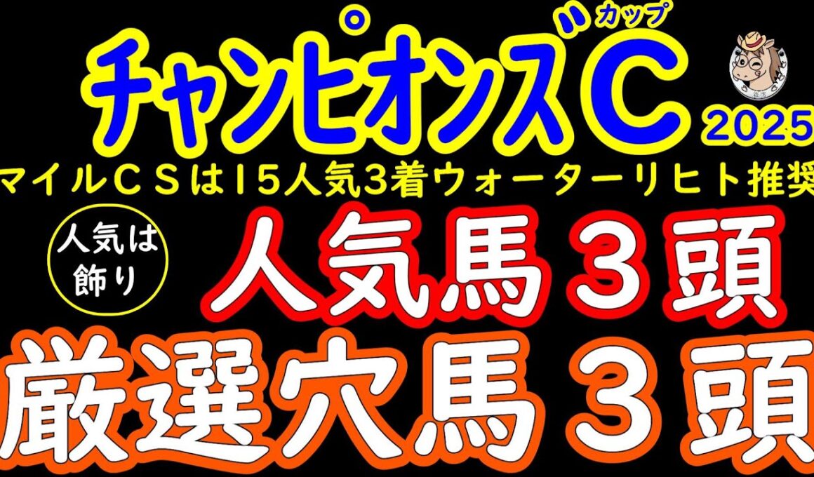 チャンピオンズカップ2025人気は飾り！桜花が選ぶ厳選穴馬３頭＋人気馬３頭ナルカミとダブルハートボンドとルクソールカフェの不安材料！マイルCSは１５人気３着ウォーターリヒト推奨し穴馬探しに一役！