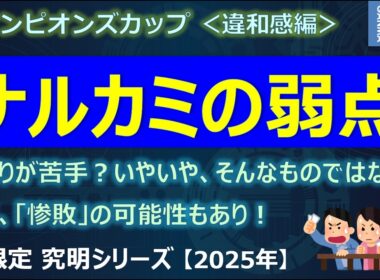 【チャンピオンズカップ2025＜違和感編＞】最悪惨敗もある！？ナルカミの弱点とは？～あの人気馬たちに明確な不安材料が！総崩れの可能性も！？～