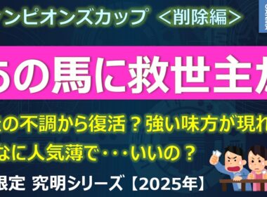 【チャンピオンズカップ2025＜削除編＞】近走不調のあの馬に救世主が現れた！こんなに人気薄で・・・いいの？