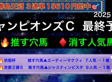 【競馬予想】　チャンピオンズカップ　最終予想　2025