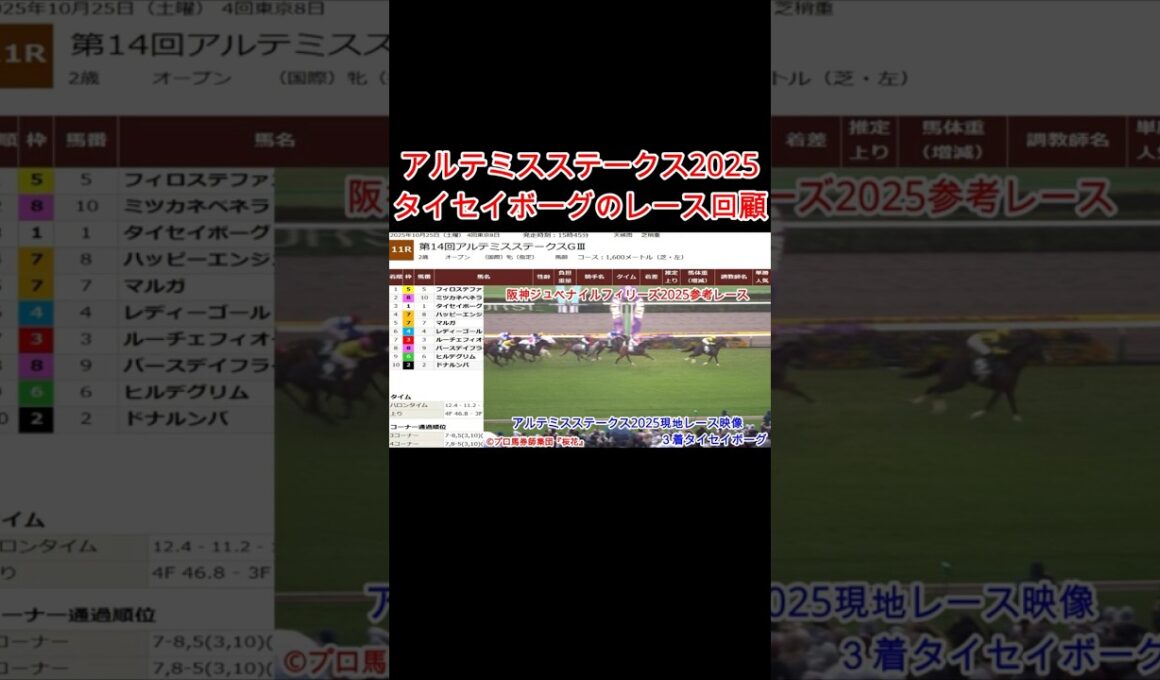 阪神ジュベナイルフィリーズ2025におけるタイセイボーグの徹底分析！アルテミスステークス2025のレース回顧！不利な通った位置と道悪適性を検証