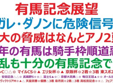 有馬記念2025展望　レガレイラ、ダノンデサイルに危険信号！？最大の脅威はなんとアノ2頭！今年の有馬は騎手、枠順、道悪で決まる？波乱も十分ある有馬記念です。