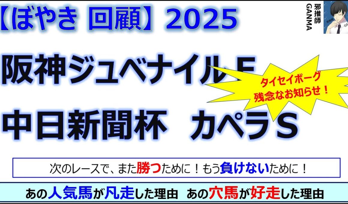 【ぼやき回顧】阪神ジュベナイルフィリーズ＆中日新聞杯＆カペラステークス＜2025＞