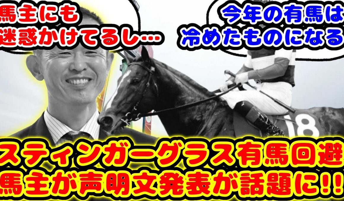 【競馬の反応集】スティンガーグラス有馬記念回避！馬主の声明文発表が話題に！！【競馬】