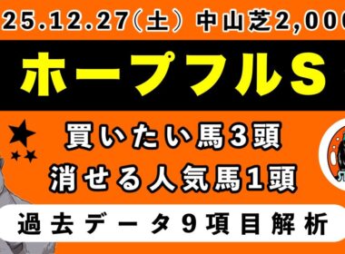 【ホープフルステークス2025】過去データ9項目解析!!買いたい馬3頭と消せる人気馬1頭について(競馬予想)
