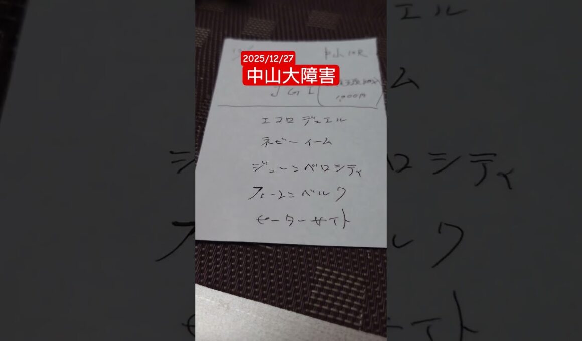 2025年%12/27中山大障害・事前予想。2025年最終週なのでこの数年こだわってハズしてきた一軸五頭流し三連複のラスト週として、いきたいと思います。お年玉かクリスマスプレゼントを。これはBOXで。