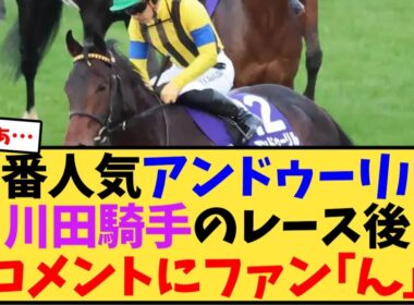 ホープフルS 1番人気アンドゥーリル川田騎手のレース後コメントにファン｢ん｣【競馬反応集】