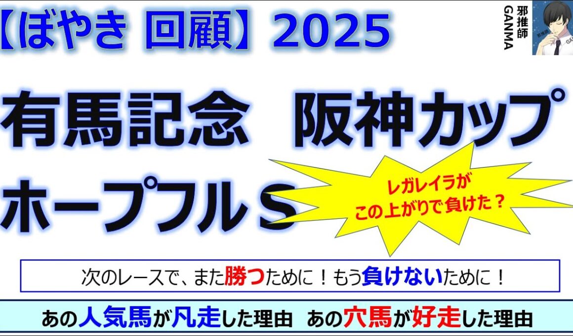 【ぼやき回顧】有馬記念＆ホープフルステークス＆阪神カップ＜2025＞